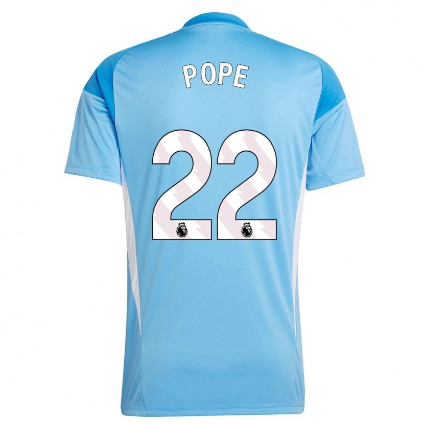 Danxen Niño Camiseta Nick Pope #22 Azul Blanco Portero Equipación 2025/26 La Camisa