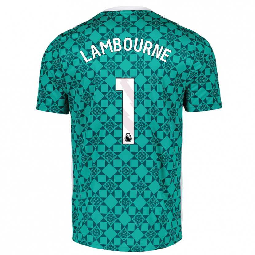 Danxen Niño Camiseta Demi Lambourne #1 Verde Blanco Portero Equipación 2025/26 La Camisa