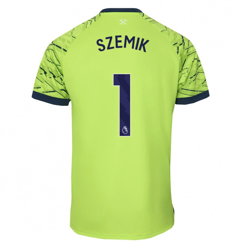 Danxen Niño Camiseta Kinga Szemik #1 Verde Fluorescente Portero Equipación 2025/26 La Camisa