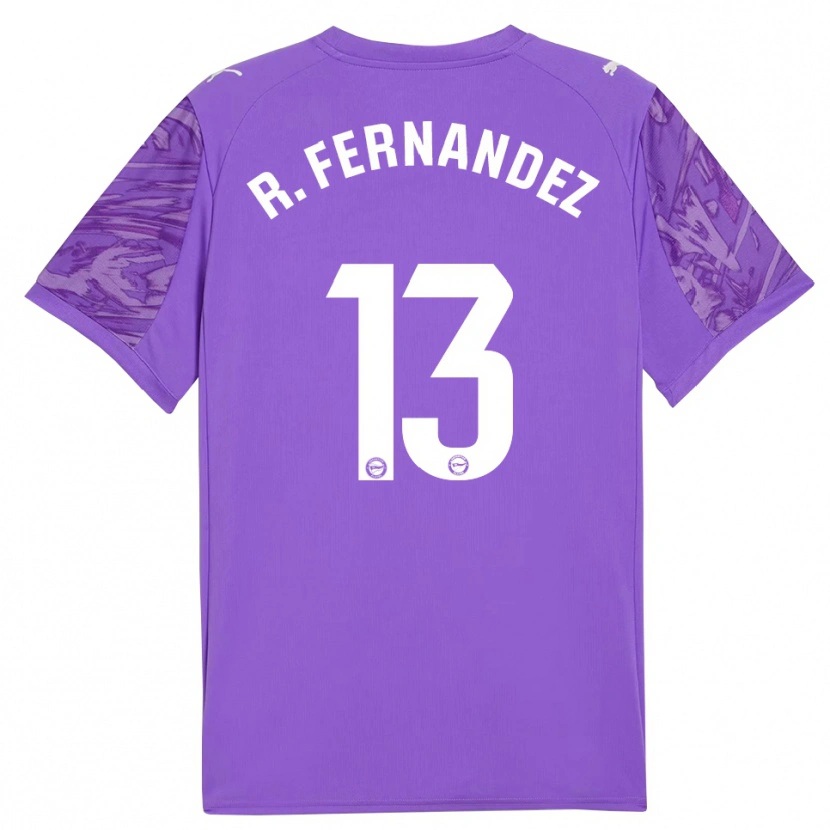 Danxen Niño Camiseta Raúl Fernández #13 Púrpura Blanco Portero Equipación 2025/26 La Camisa