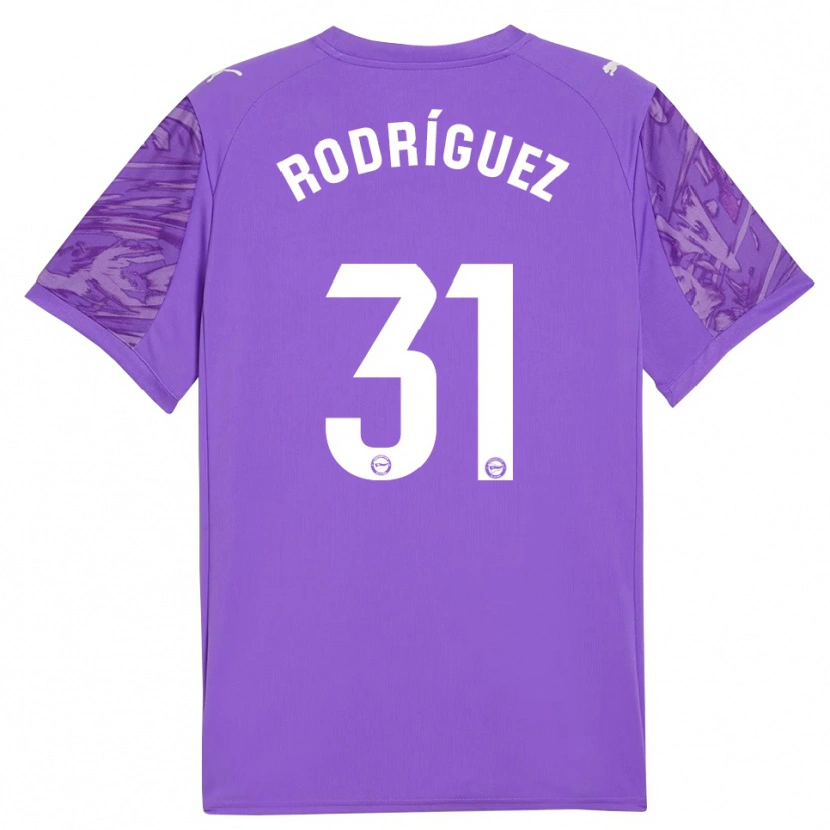 Danxen Niño Camiseta Adrián Rodríguez #31 Púrpura Blanco Portero Equipación 2025/26 La Camisa