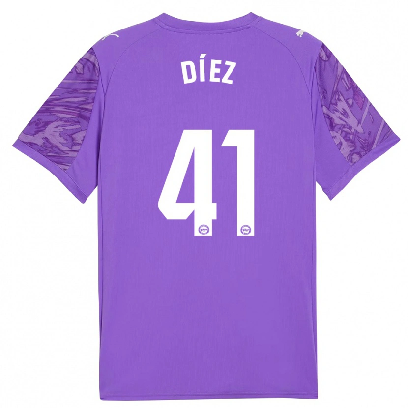 Danxen Niño Camiseta Victor Díez #41 Púrpura Blanco Portero Equipación 2025/26 La Camisa