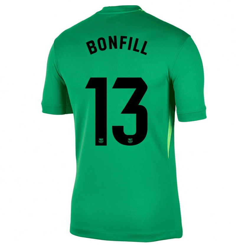 Danxen Niño Camiseta Max Bonfill #13 Verde Negro Portero Equipación 2025/26 La Camisa