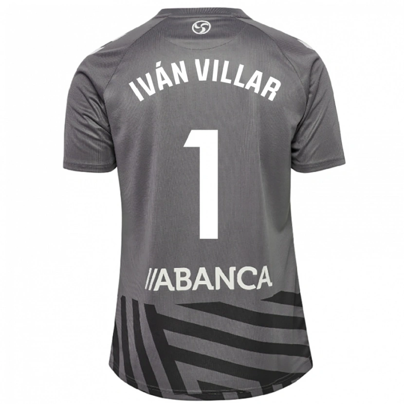Danxen Niño Camiseta Iván Villar #1 Gris Oscuro Negro Portero Equipación 2025/26 La Camisa