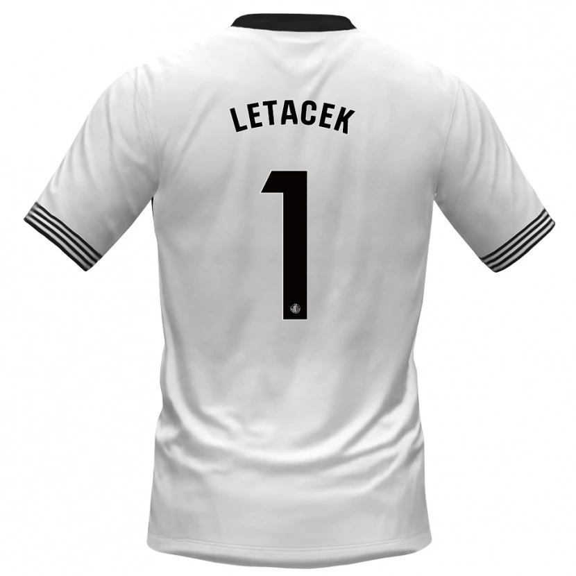 Danxen Niño Camiseta Jiri Letacek #1 Blanco Negro Portero Equipación 2025/26 La Camisa
