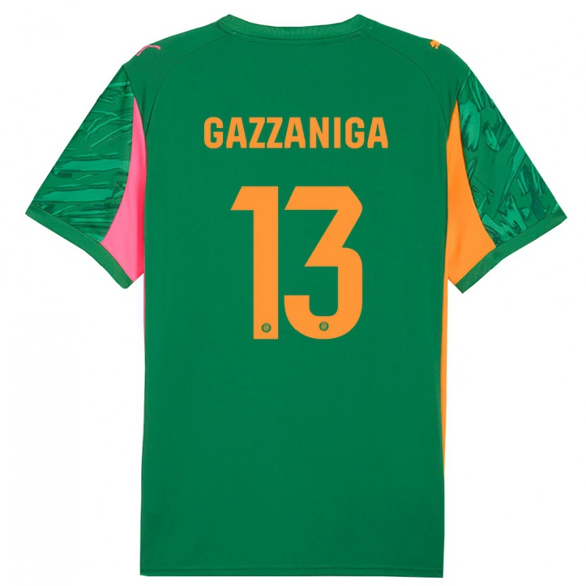 Danxen Niño Camiseta Paulo Gazzaniga #13 Verde Naranja Portero Equipación 2025/26 La Camisa