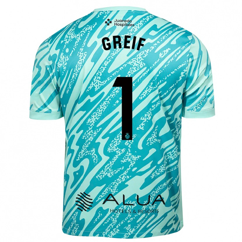 Danxen Niño Camiseta Dominik Greif #1 Cian Negro Portero Equipación 2025/26 La Camisa