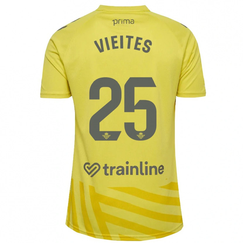 Danxen Niño Camiseta Fran Vieites #25 Amarillo Gris Portero Equipación 2025/26 La Camisa