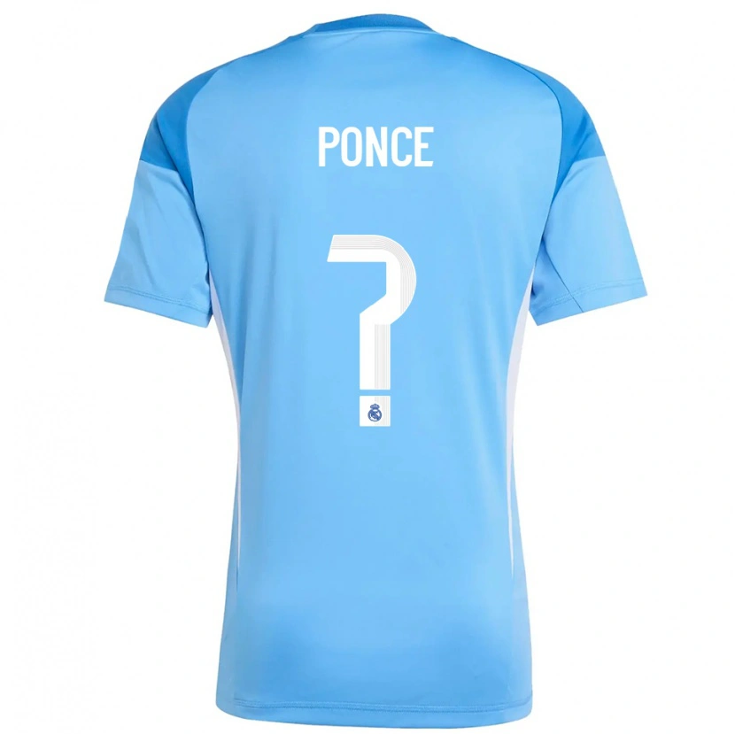 Danxen Niño Camiseta Guille Ponce #0 Azul Cielo Blanco Portero Equipación 2025/26 La Camisa