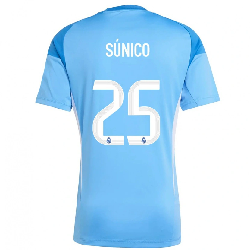 Danxen Niño Camiseta Guille Súnico #25 Azul Cielo Blanco Portero Equipación 2025/26 La Camisa