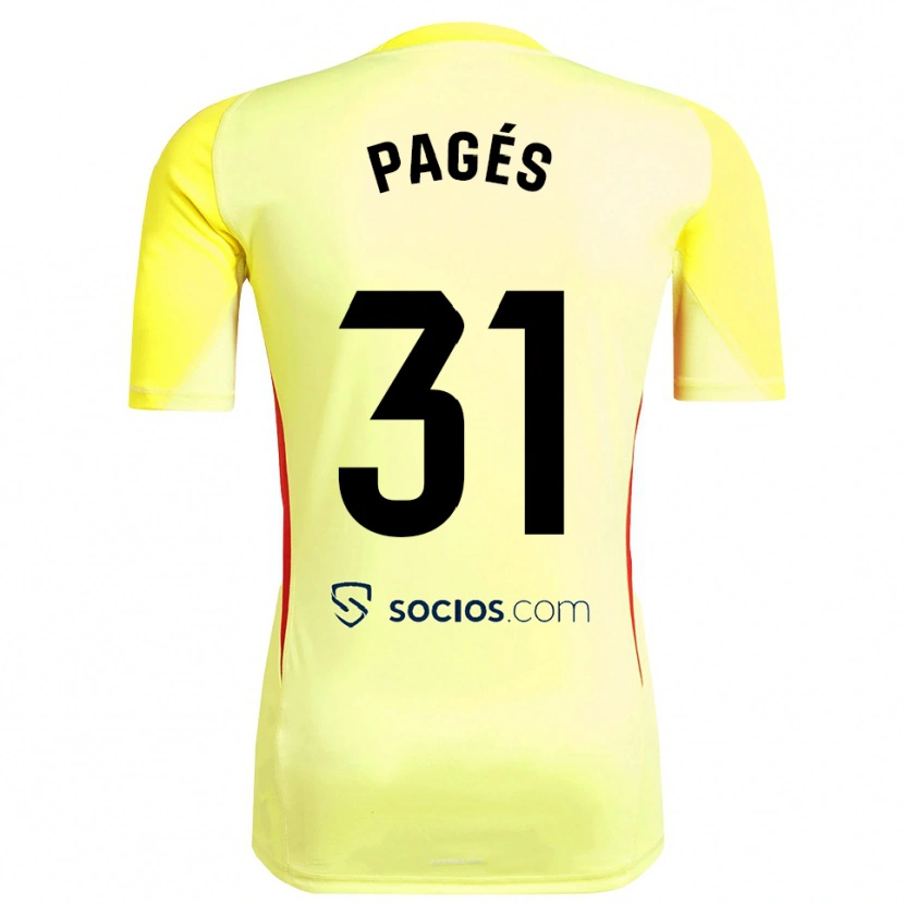 Danxen Niño Camiseta Lukas Pagés #31 Amarillo Rojo Negro Portero Equipación 2025/26 La Camisa