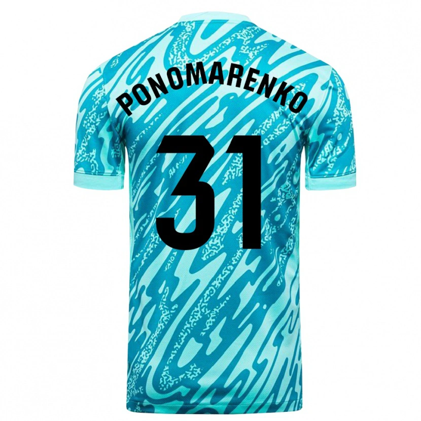 Danxen Niño Camiseta Borys Ponomarenko #31 Azul Cielo Blanco Portero Equipación 2025/26 La Camisa
