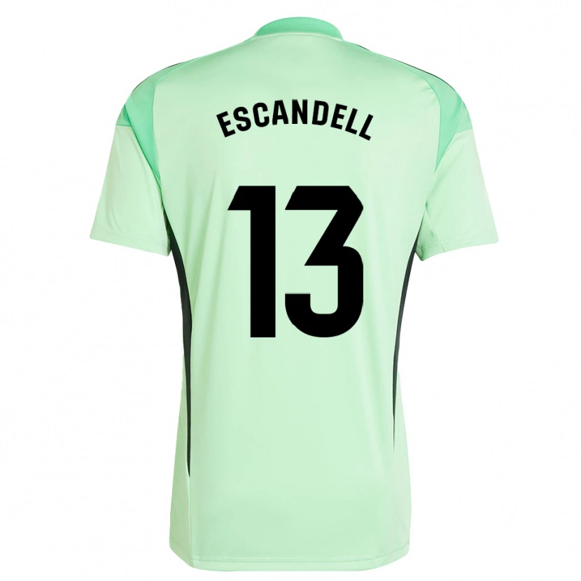 Danxen Niño Camiseta Aarón Escandell #13 Verde Claro Negro Portero Equipación 2025/26 La Camisa