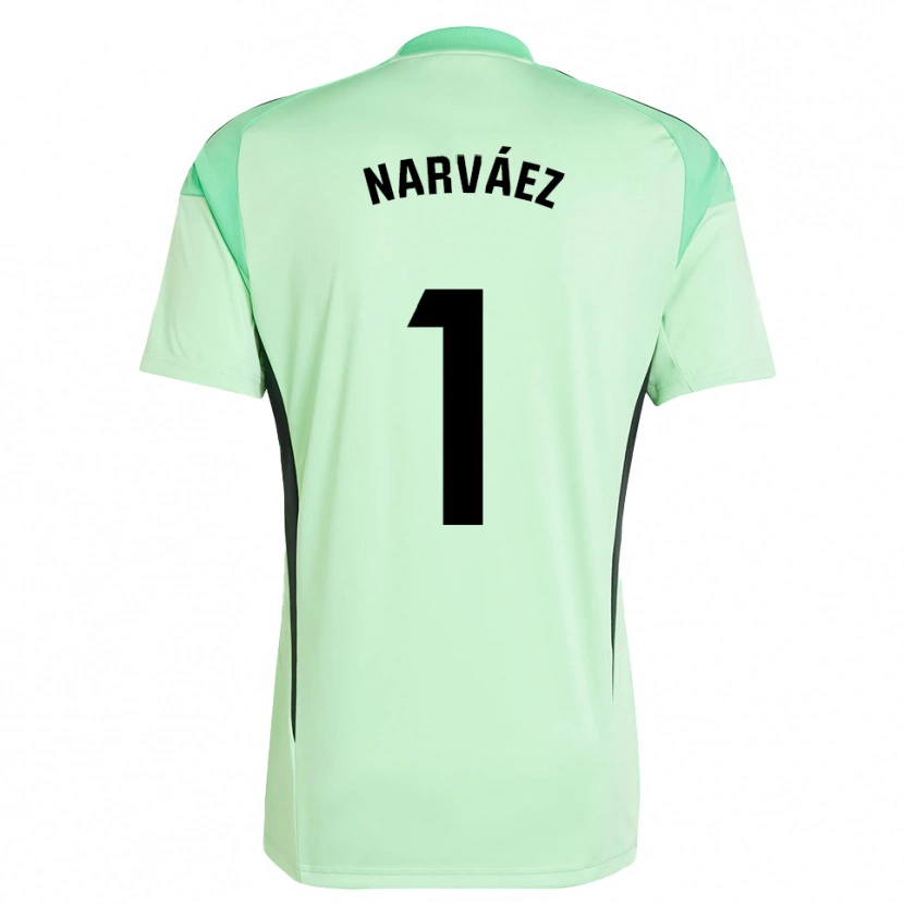 Danxen Niño Camiseta Miguel Narváez #1 Verde Claro Negro Portero Equipación 2025/26 La Camisa