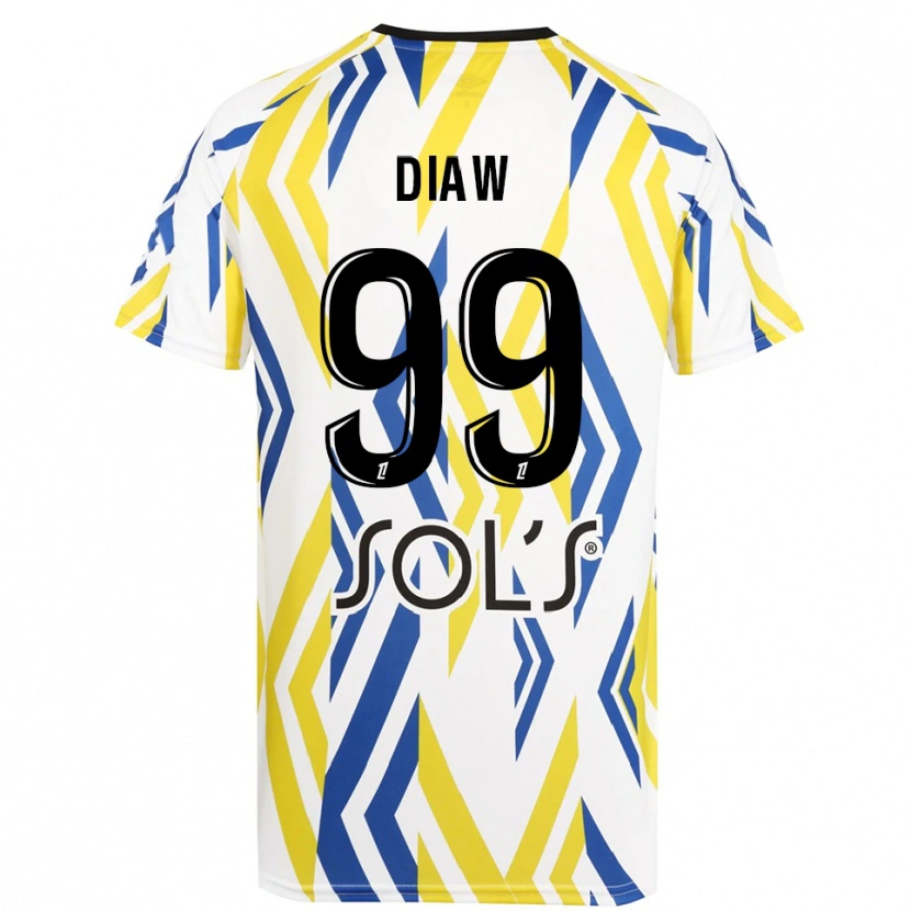 Danxen Niño Camiseta Mory Diaw #99 Blanco Rojo Azul Portero Equipación 2025/26 La Camisa