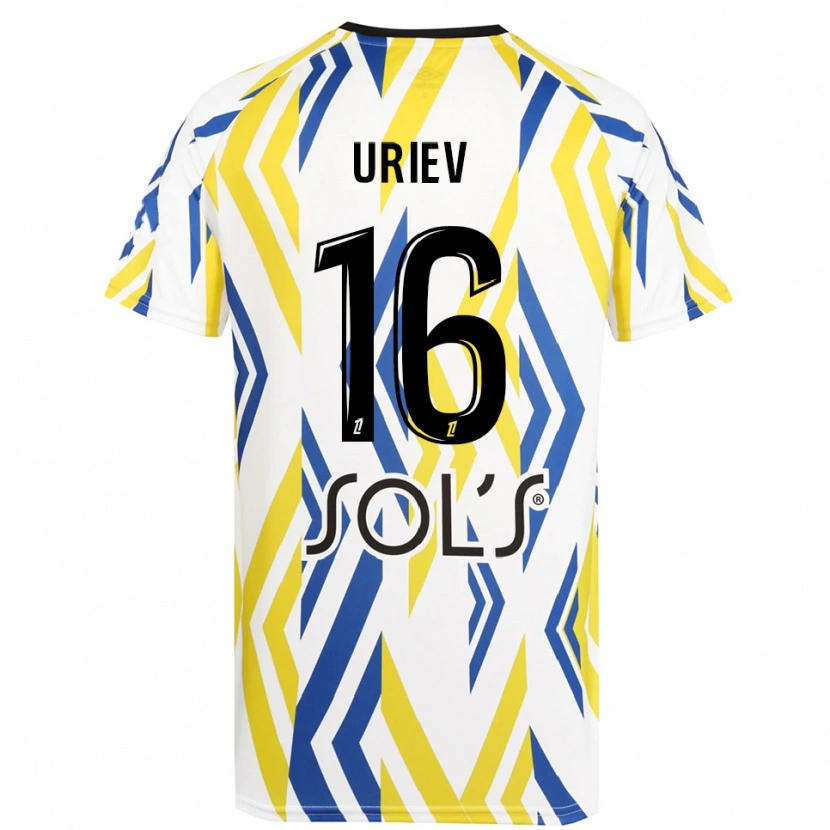 Danxen Niño Camiseta Alan Uriev #16 Blanco Rojo Azul Portero Equipación 2025/26 La Camisa