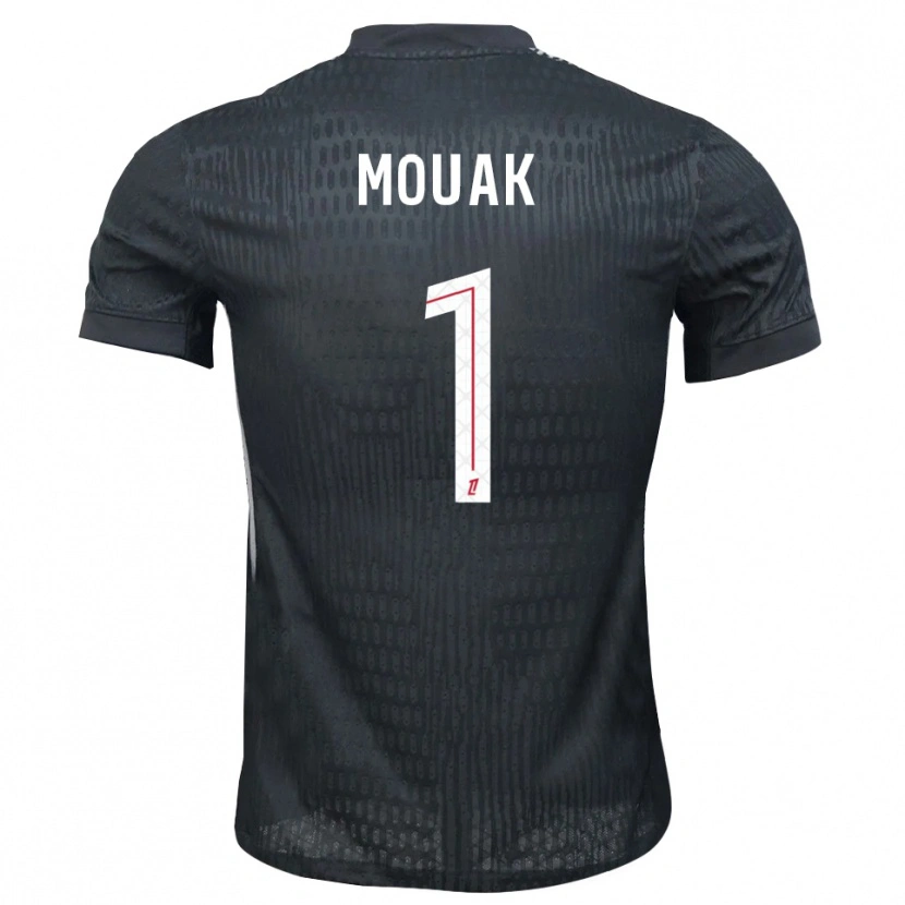 Danxen Niño Camiseta Adam Mouak #1 Gris Oscuro Negro Portero Equipación 2025/26 La Camisa