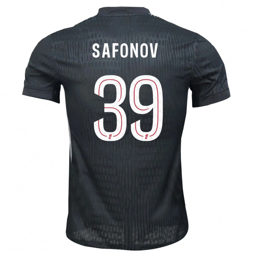 Danxen Niño Camiseta Matvey Safonov #39 Gris Oscuro Negro Portero Equipación 2025/26 La Camisa