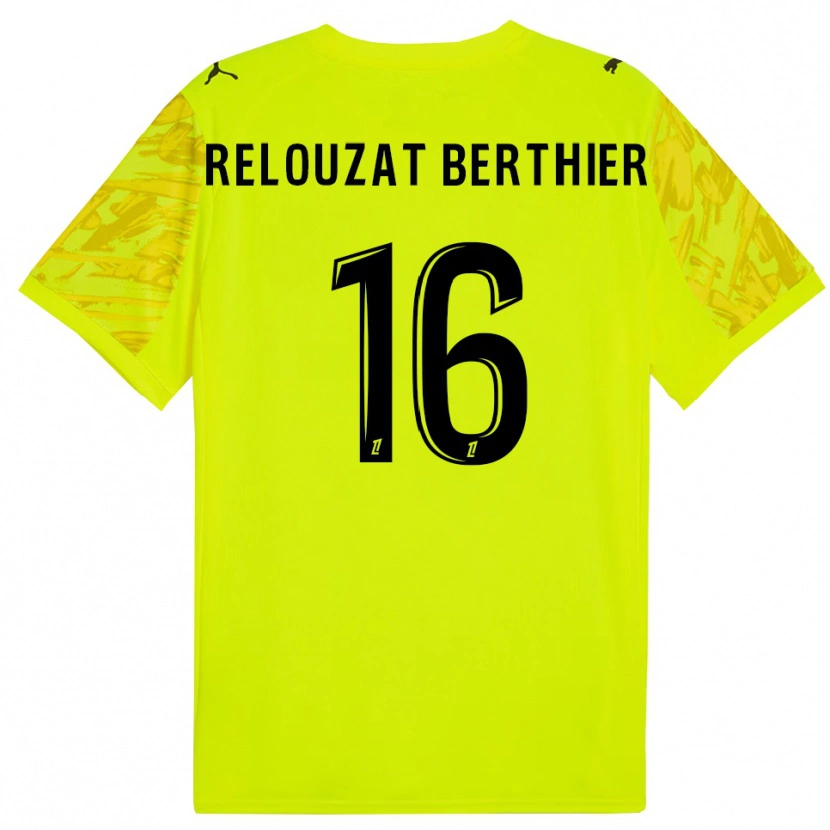 Danxen Niño Camiseta Maxime Relouzat Berthier #16 Verde Fluorescente Amarillo Portero Equipación 2025/26 La Camisa
