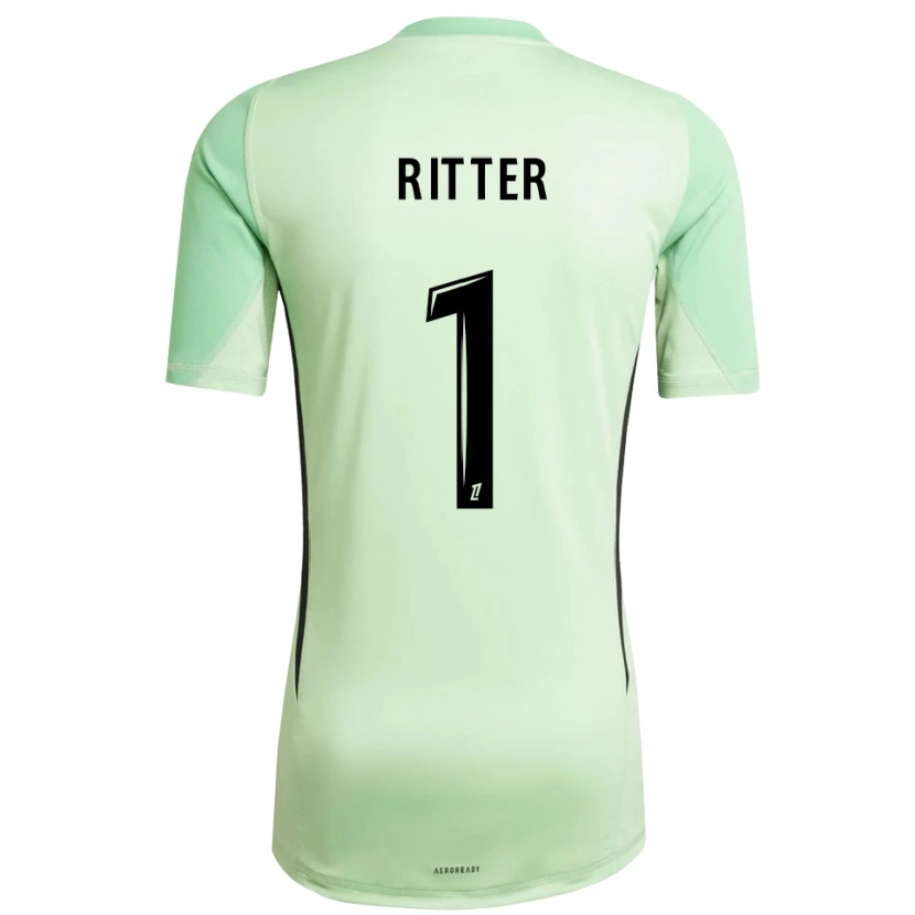 Danxen Niño Camiseta Maxime Ritter #1 Verde Claro Negro Portero Equipación 2025/26 La Camisa