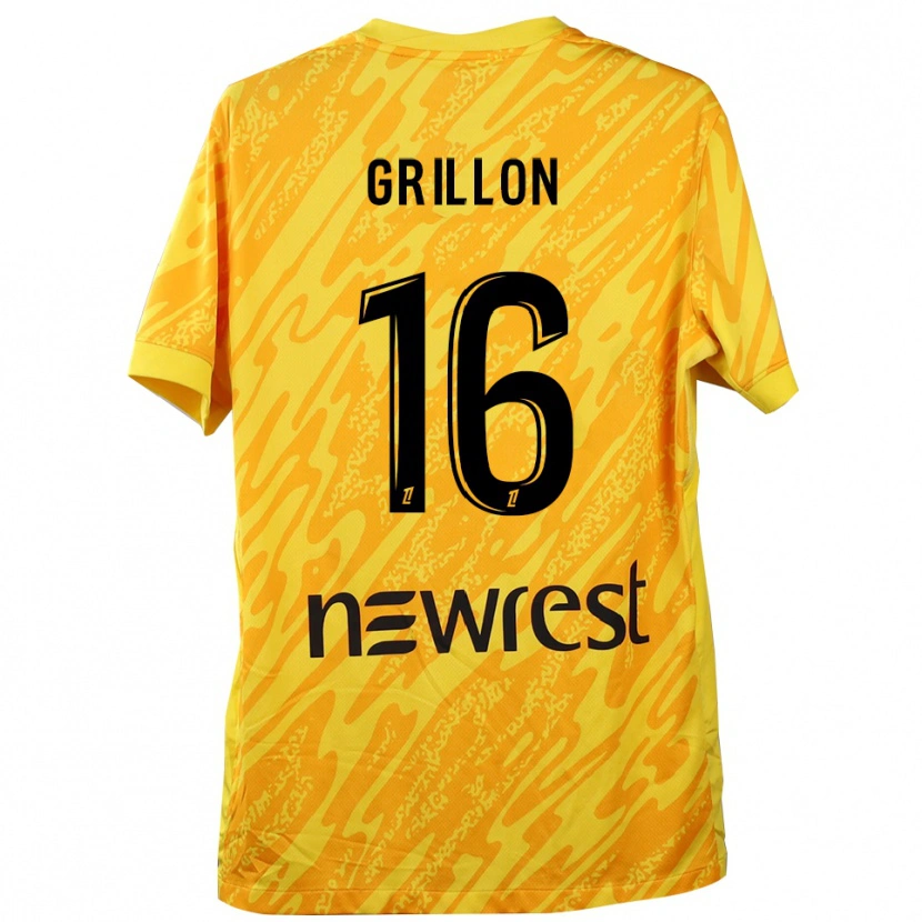 Danxen Niño Camiseta Gaëlle Grillon #16 Amarillo Negro Portero Equipación 2025/26 La Camisa