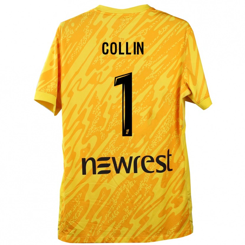 Danxen Niño Camiseta Théo Collin #1 Amarillo Negro Portero Equipación 2025/26 La Camisa