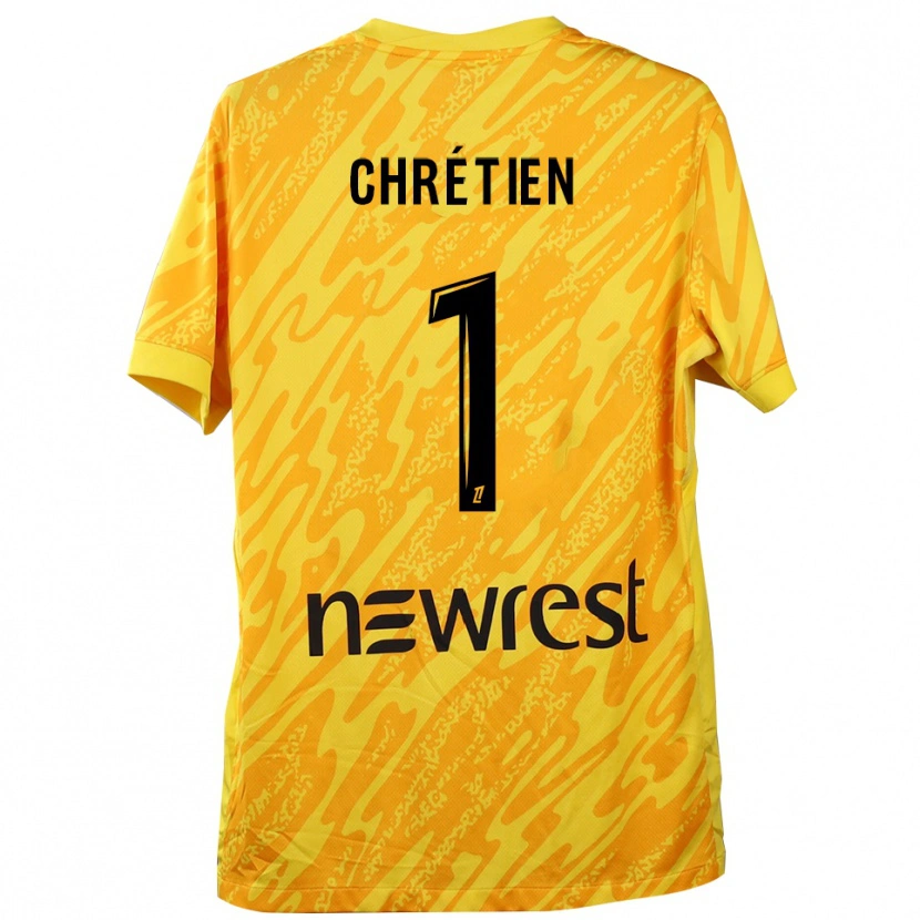 Danxen Niño Camiseta Jean-Pierre Chrétien #1 Amarillo Negro Portero Equipación 2025/26 La Camisa