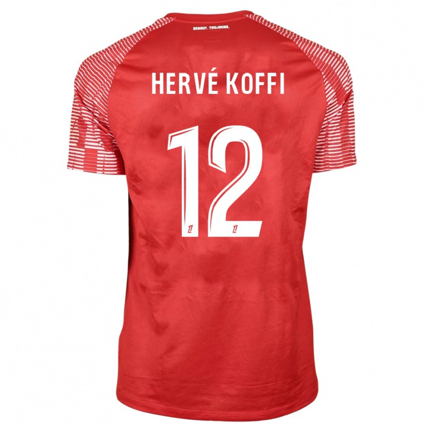 Danxen Niño Camiseta Hervé Koffi #12 Rojo Blanco Portero Equipación 2025/26 La Camisa