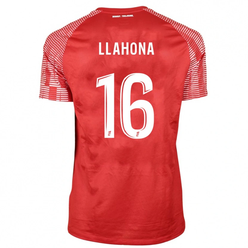 Danxen Niño Camiseta Yann Llahona #16 Rojo Blanco Portero Equipación 2025/26 La Camisa