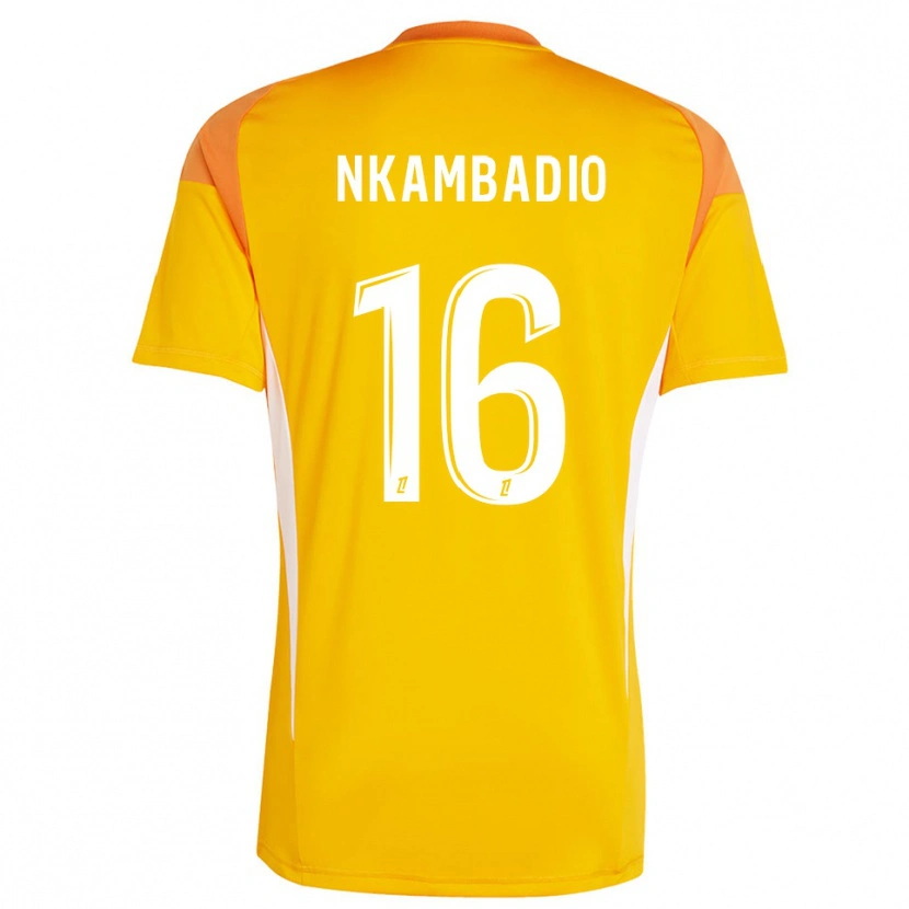Danxen Niño Camiseta Obed Nkambadio #16 Blanco Naranja Claro Portero Equipación 2025/26 La Camisa