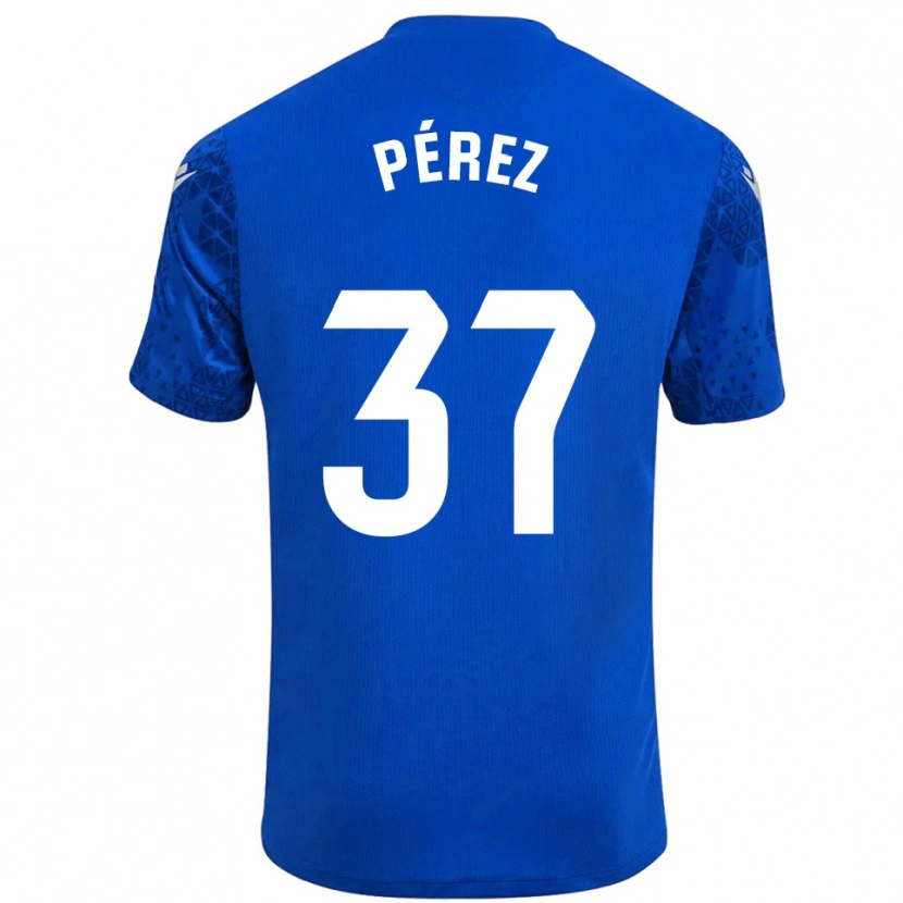Danxen Niño Camiseta David Pérez #37 Azul Blanco Portero Equipación 2025/26 La Camisa