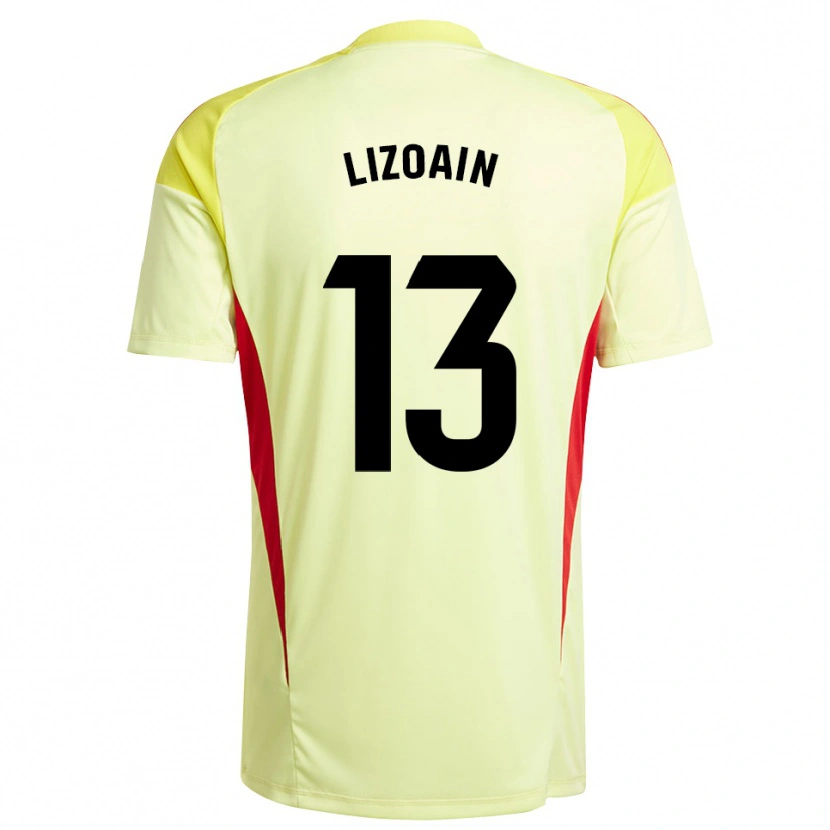 Danxen Niño Camiseta Raúl Lizoain #13 Rojo Amarillo Claro Portero Equipación 2025/26 La Camisa