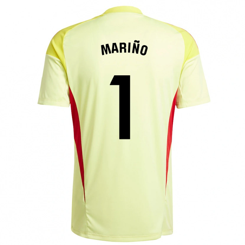 Danxen Niño Camiseta Diego Mariño #1 Rojo Amarillo Claro Portero Equipación 2025/26 La Camisa