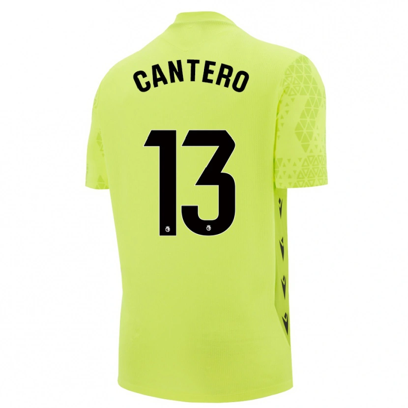 Danxen Niño Camiseta Ander Cantero #13 Negro Verde Amarillo Portero Equipación 2025/26 La Camisa