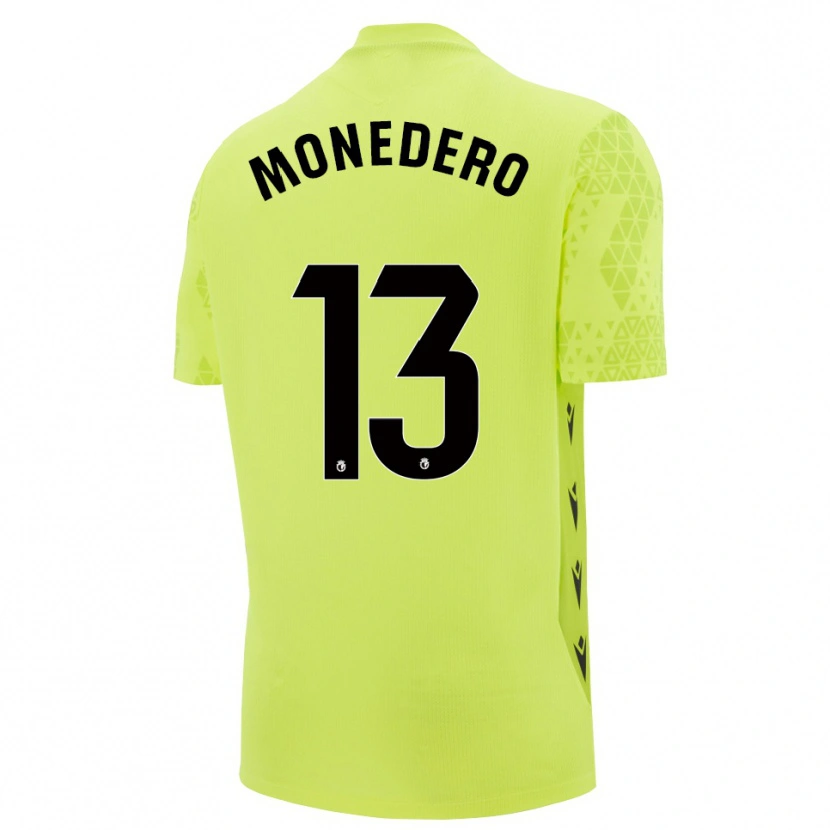 Danxen Niño Camiseta Marc Monedero #13 Negro Verde Amarillo Portero Equipación 2025/26 La Camisa
