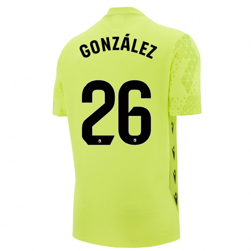 Danxen Niño Camiseta Diego González #26 Negro Verde Amarillo Portero Equipación 2025/26 La Camisa