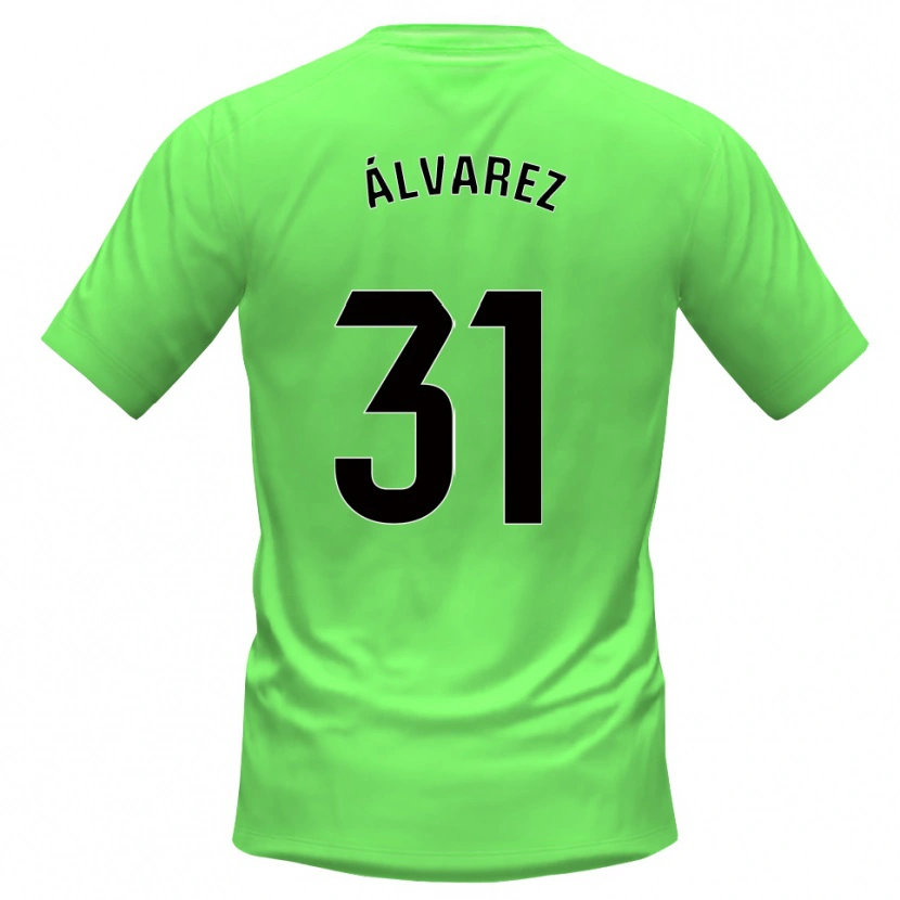 Danxen Niño Camiseta Iker Álvarez #31 Verde Negro Portero Equipación 2025/26 La Camisa