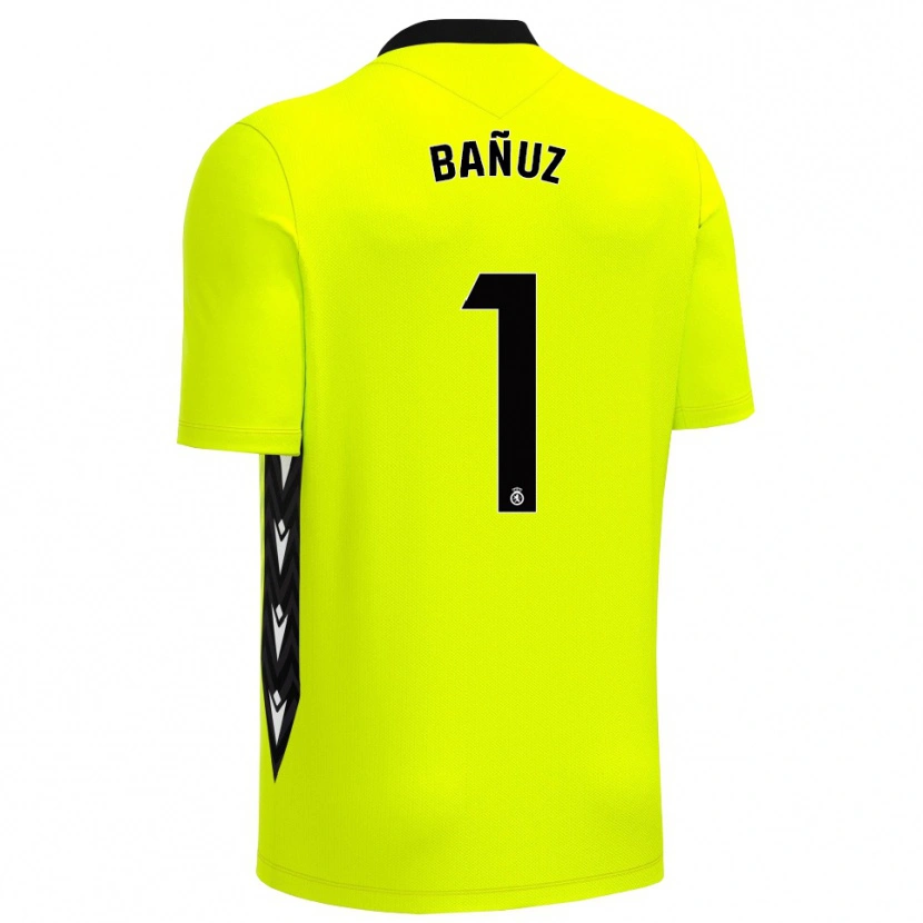 Danxen Niño Camiseta Miguel Bañuz #1 Negro Verde Amarillo Portero Equipación 2025/26 La Camisa