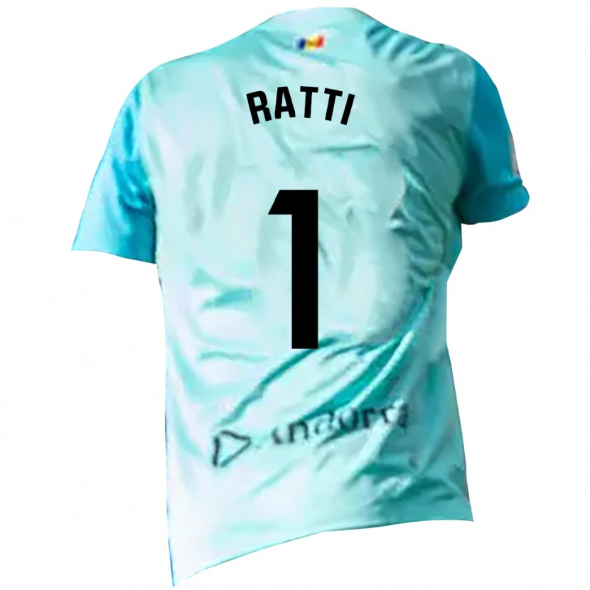 Danxen Niño Camiseta Nico Ratti #1 Negro Cian Portero Equipación 2025/26 La Camisa