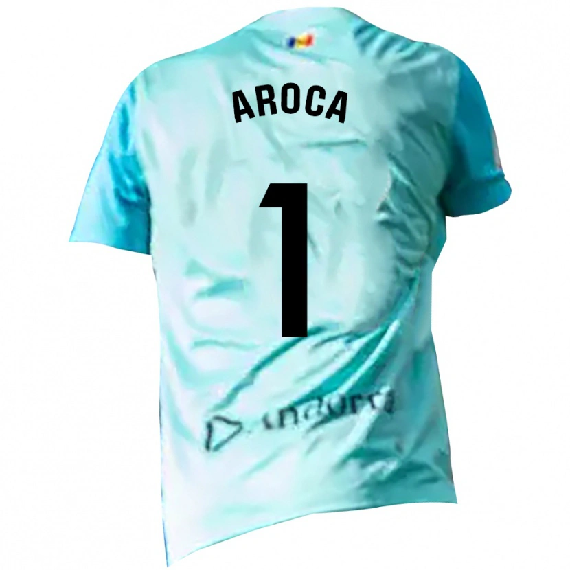 Danxen Niño Camiseta Víctor Aroca #1 Negro Cian Portero Equipación 2025/26 La Camisa