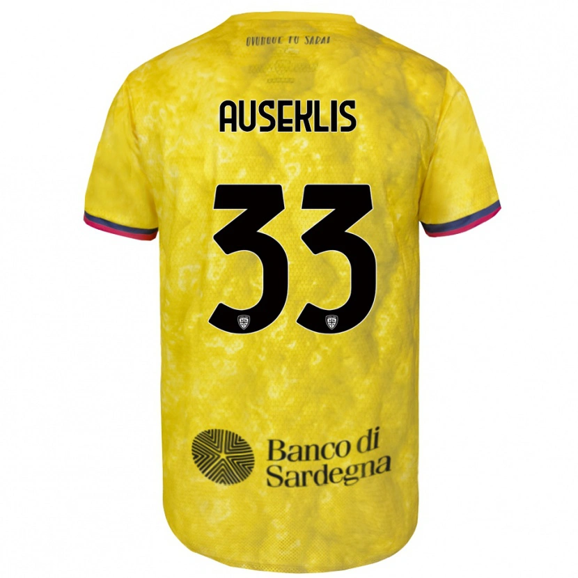Danxen Niño Camiseta Henrijs Auseklis #33 Amarillo Negro Portero Equipación 2025/26 La Camisa