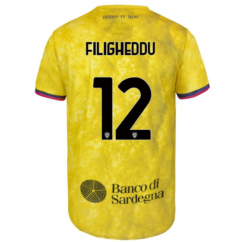 Danxen Niño Camiseta Daniele Filigheddu #12 Amarillo Negro Portero Equipación 2025/26 La Camisa