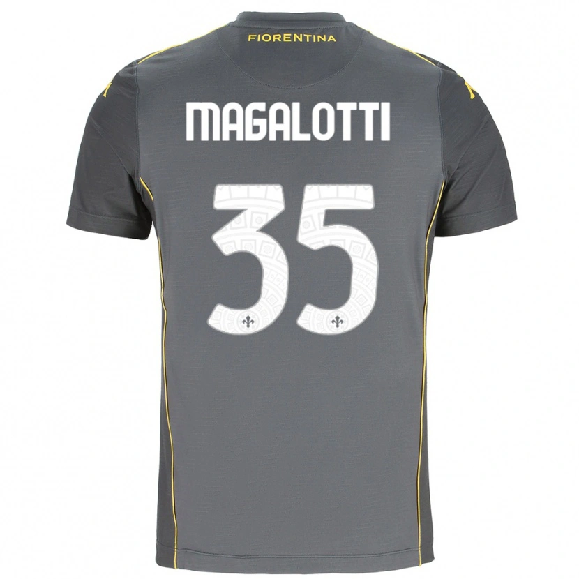Danxen Niño Camiseta Mattia Magalotti #35 Gris Oscuro Amarillo Portero Equipación 2025/26 La Camisa