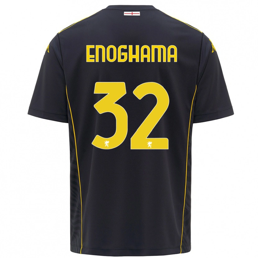 Danxen Niño Camiseta Isaac Enoghama #32 Negro Amarillo Portero Equipación 2025/26 La Camisa