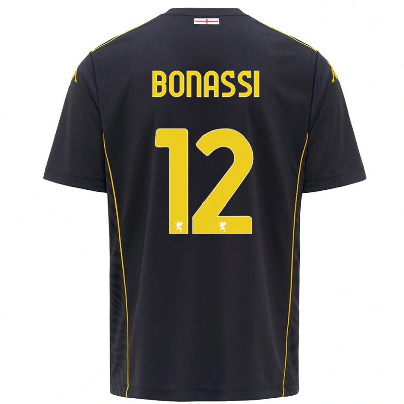Danxen Niño Camiseta Lorenzo Bonassi #12 Negro Amarillo Portero Equipación 2025/26 La Camisa