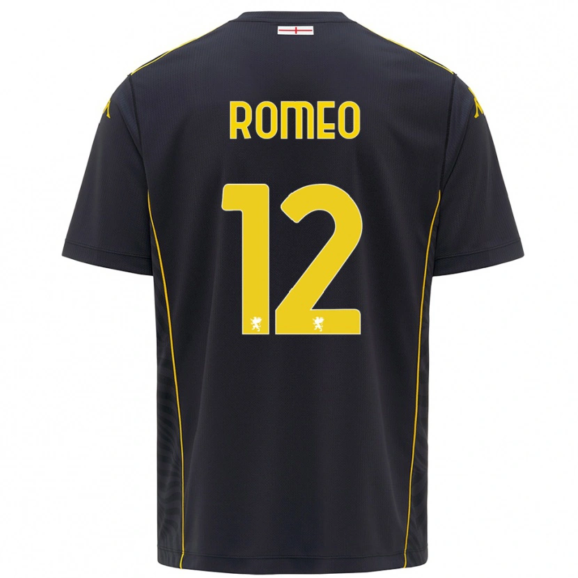 Danxen Niño Camiseta Emanuele Romeo #12 Negro Amarillo Portero Equipación 2025/26 La Camisa