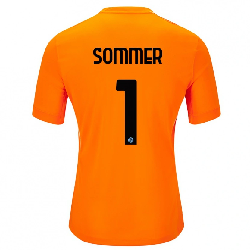Danxen Niño Camiseta Yann Sommer #1 Naranja Claro Negro Portero Equipación 2025/26 La Camisa