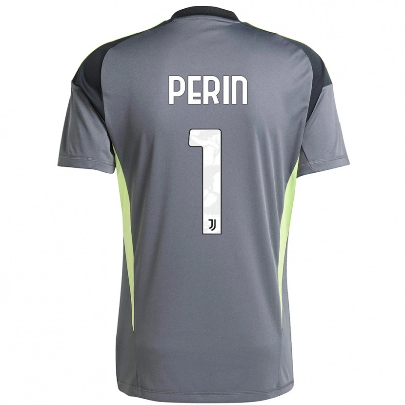 Danxen Niño Camiseta Mattia Perin #1 Gris Oscuro Blanco Portero Equipación 2025/26 La Camisa