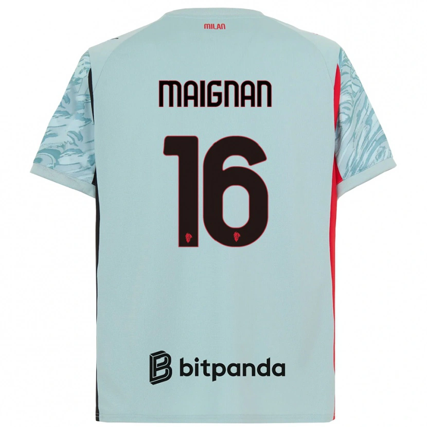Danxen Niño Camiseta Mike Maignan #16 Azul Claro Rojo Portero Equipación 2025/26 La Camisa