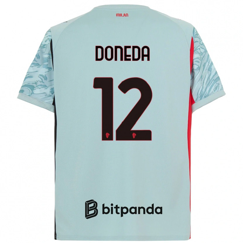 Danxen Niño Camiseta Paolo Doneda #12 Azul Claro Rojo Portero Equipación 2025/26 La Camisa